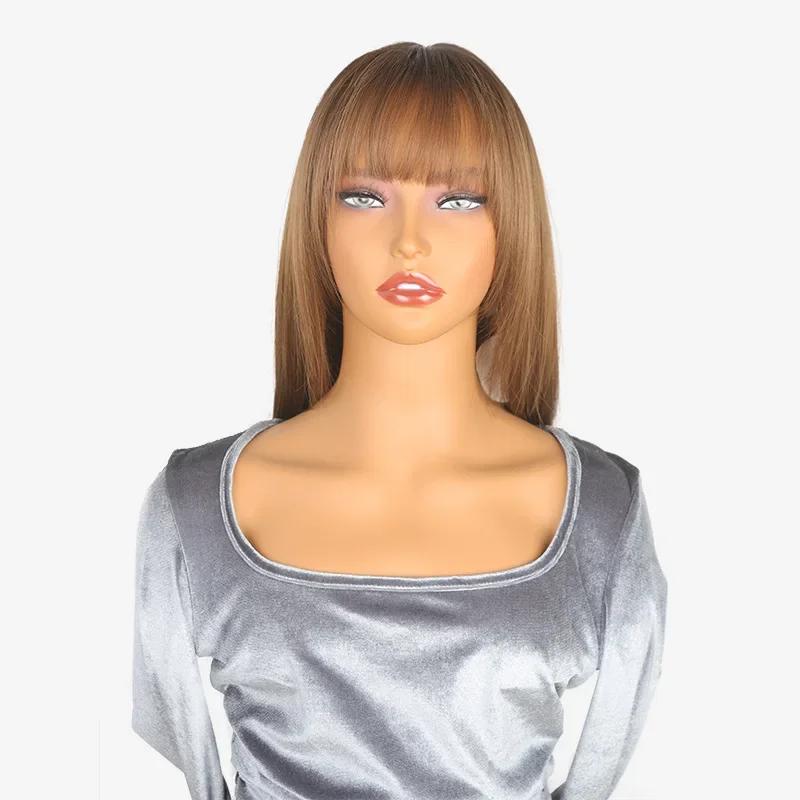Synthetic wig for European and American long straight hair women Qi bangs natural wig high temperature silk chemical fiber wig