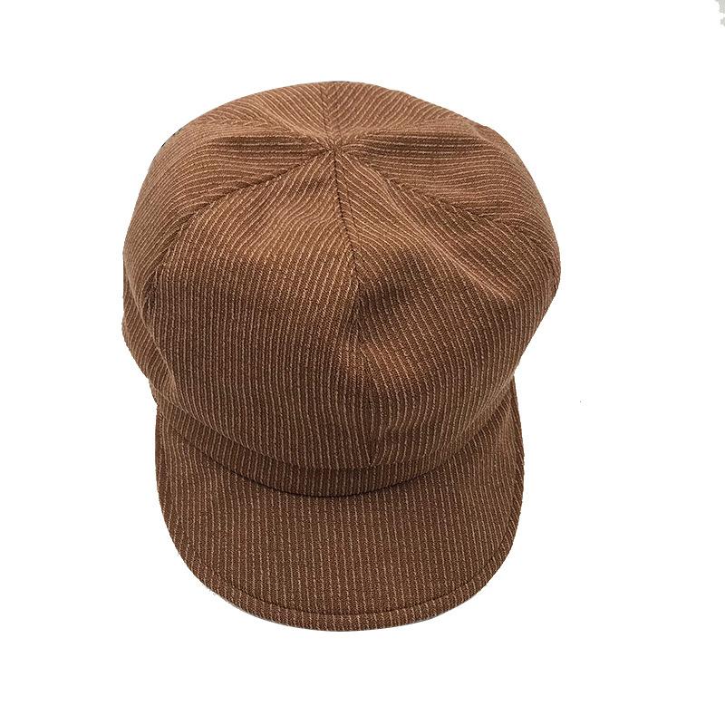 Octagonal hat female soft brim striped autumn and winter bud beret student painter hat cap casual versatile