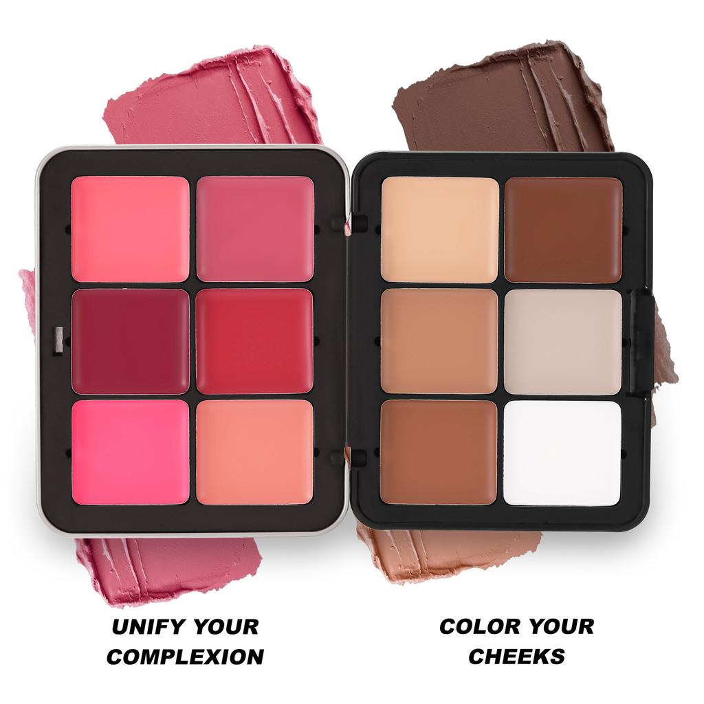 12‑Color Cream Makeup Palette, All‑in‑One Blush Contour Foundation Cream for Daily & Professional Makeup