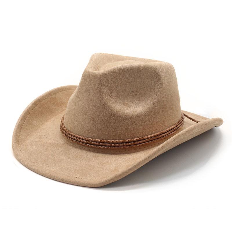 Ethnic Style Suede Felt Dress Hat With Wide Brim For Men Women Autumn Winter