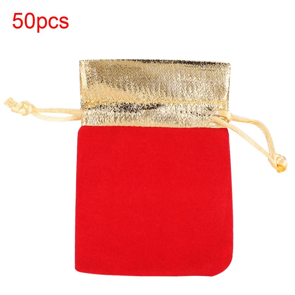 50pcs 7 X 9cm Velvet Bag Soft Drawstring Pouch Jewelry Wedding Gift Storage BagBlack