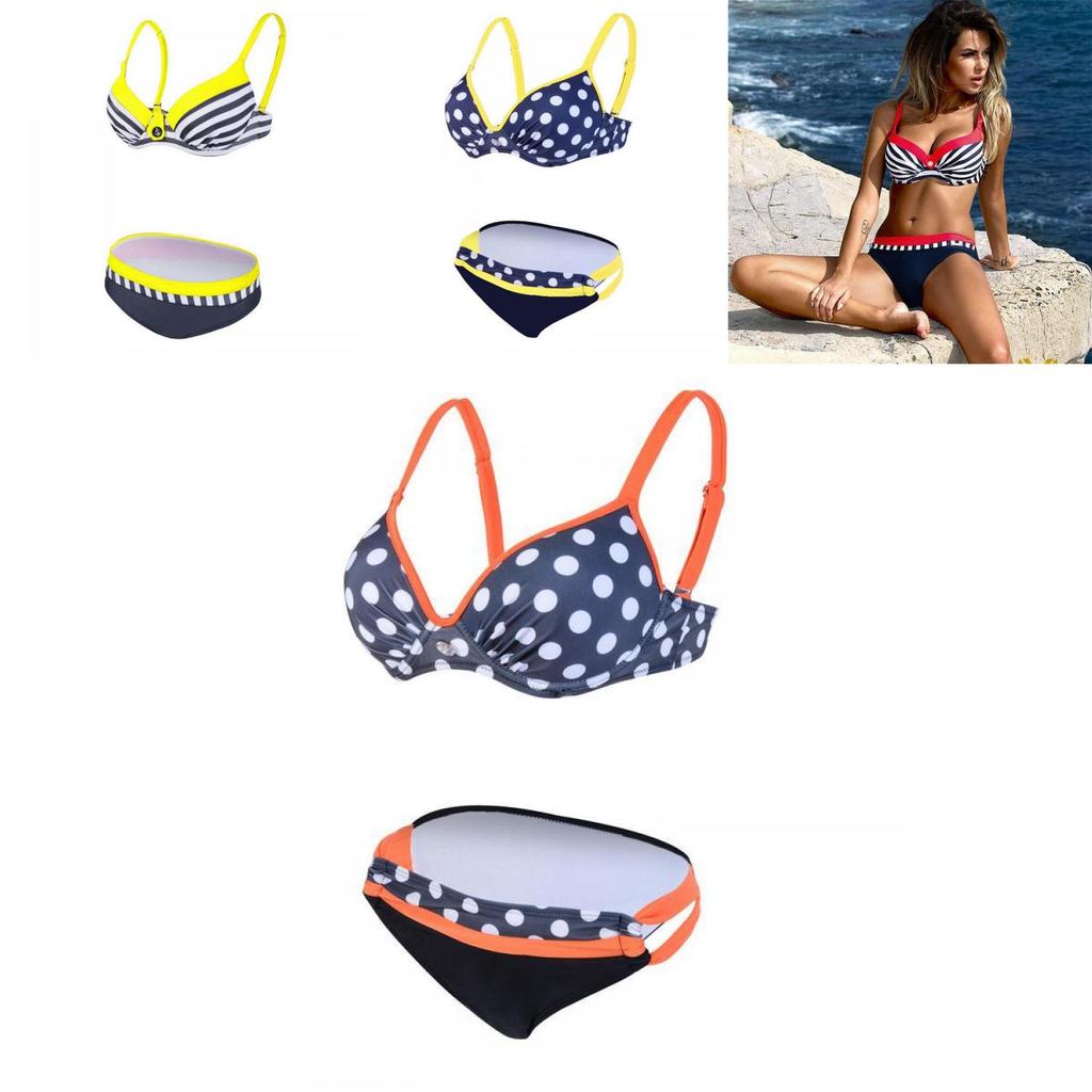 Trendy 2018 Fashion Bikinis Set For Women With Push-up Padded Design And Polka Dots