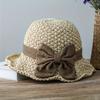 Vintage Summer Versatile Sun Hat Women's Elegant Bow Tie Straw Hat Outdoor Travel Beach Fashionable Countryside Style