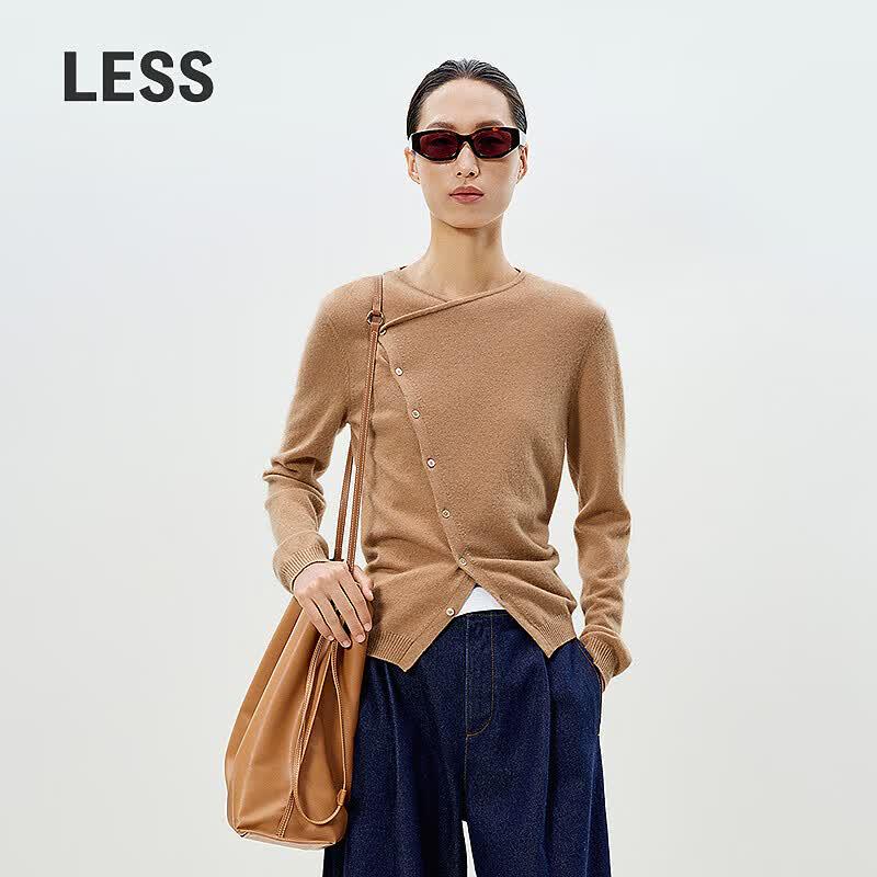 LESS Women s Cashmere Irregular Hem Cardigan L