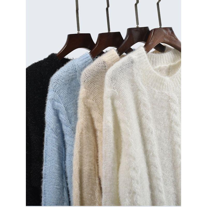 Autumn and Winter Round Neck Loose Idle Style Temperament Slimming Long Sleeve Pullover Thick Soft Glutinous Knitted Bottoming Shirt Women