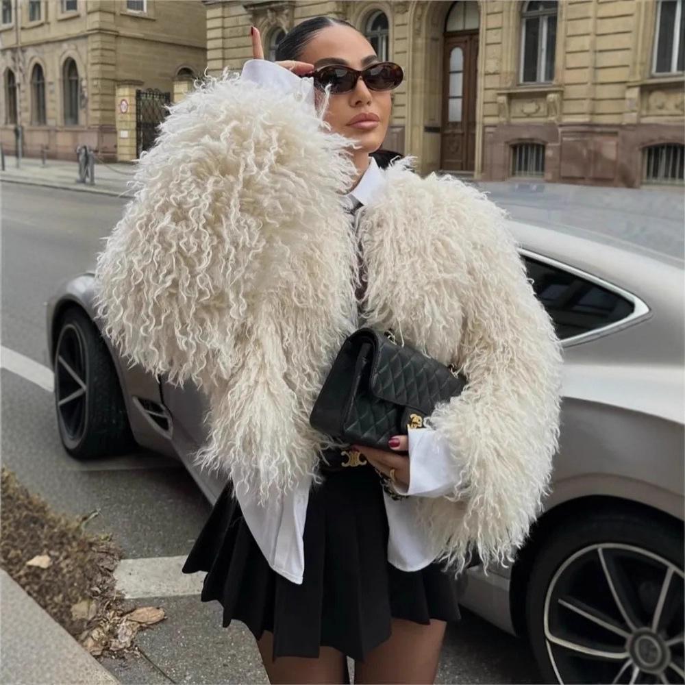 Autumn & Winter European and American Women's Faux Fur Street Fashion Coat