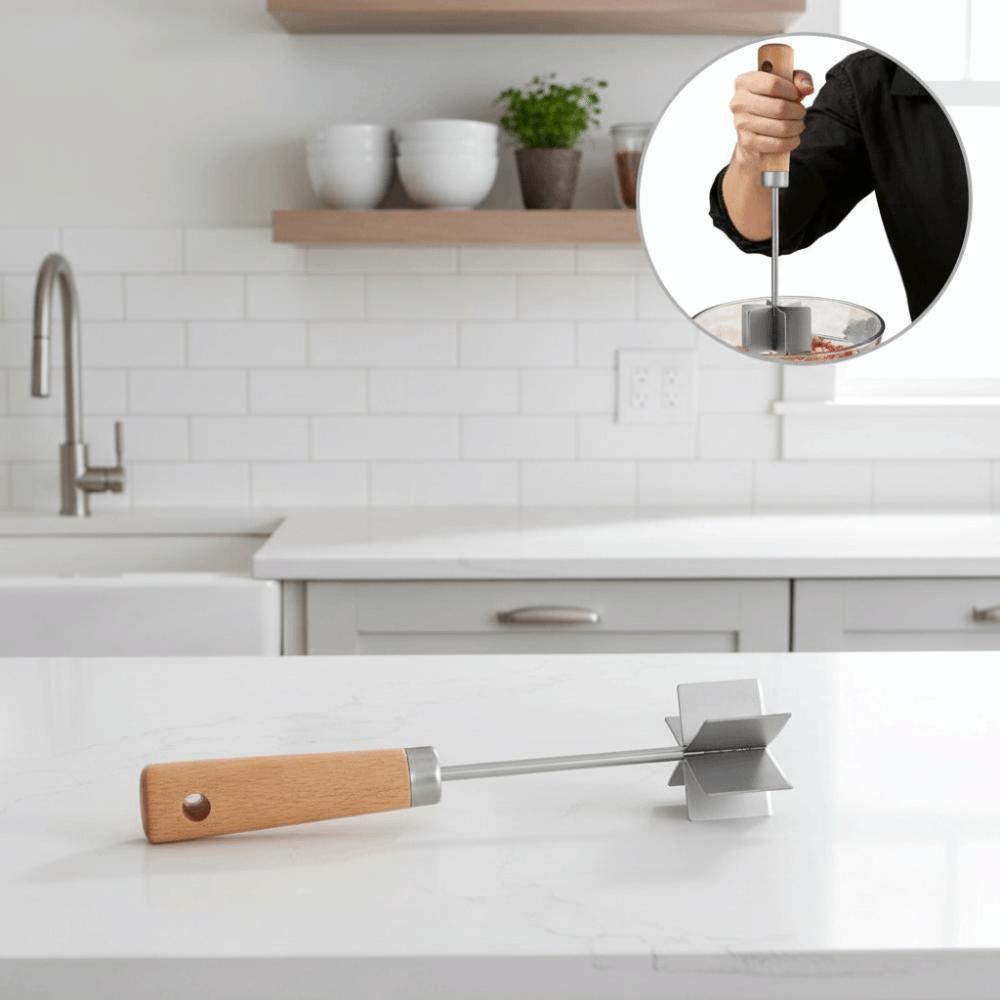 Manual Stainless Steel Meat Chopper Handheld Beef Masher Durable Food Grinder  Patty