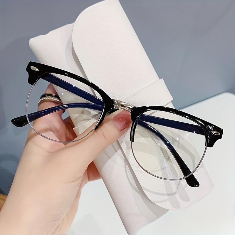 Vintage Style Unisex Non-Prescription Blue Light Blocking Glasses, Semi-Rimless, Durable PC Frame, with Clear PC Lenses