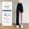 Women's High Waist Black Suit Pants - 2025 Summer Collection, Petite Wide Leg, Draped Straight Trousers