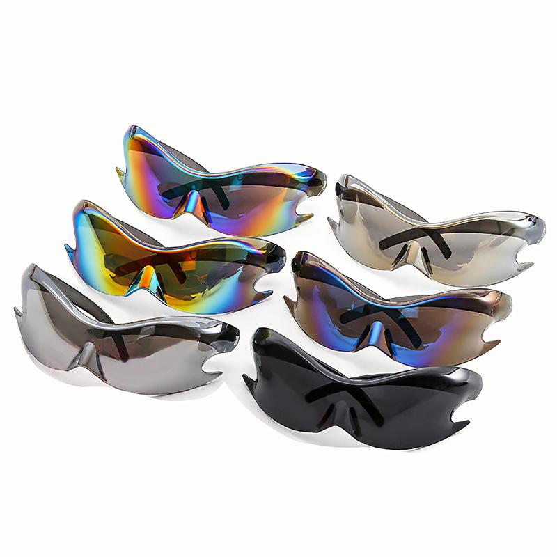 Fashion New Personality Conjoined Sunglasses Frameless  Sports Sunglasses Colorful Riding Sunglasses Tide