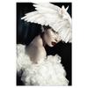 Nero Bianco Moda Donna Ali di piccione Cappello Astratta Tela Poster Stampa Stile nordico Pittura Immagine Moderna Home Decor