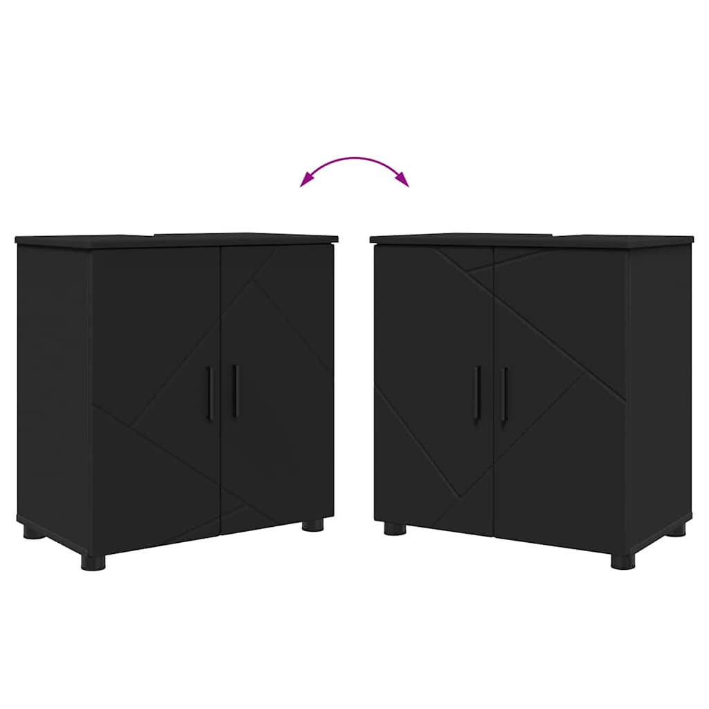 Bathroom Furniture Set 5 Pcs Black Engineered Wood & Metal
