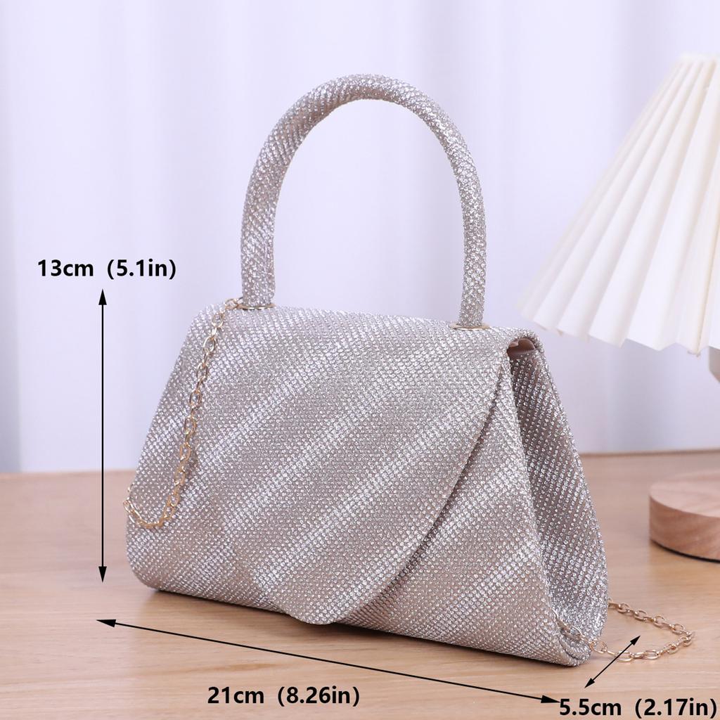 Rhinestone PU Tote Formal Evening Bag Lady Purse Elegant Wedding Party Clutches Female Cocktail Crossbody Shoulder Bag