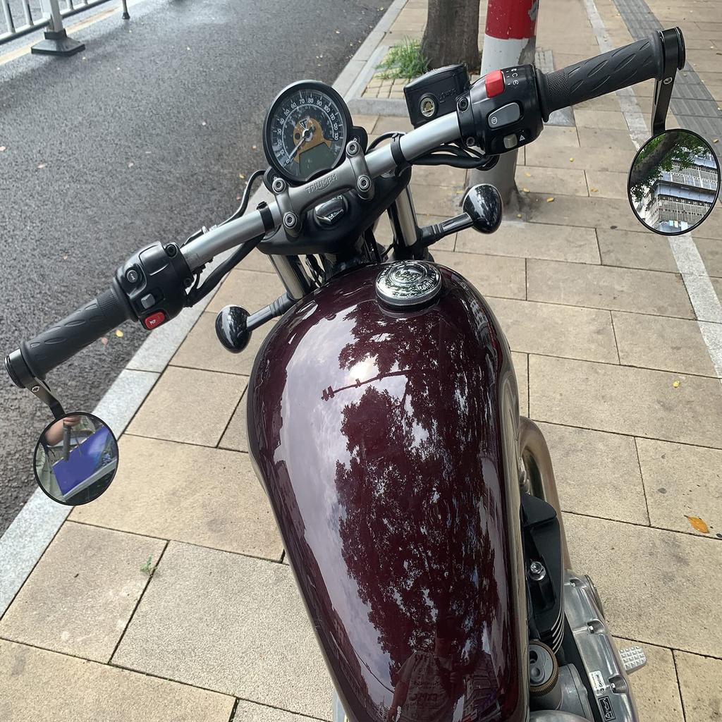 FENRIR Black Motorcycle Bike Bar End Mirror Bike Mirror Retro CNC Aluminum for Vehicle Inspection Compliant New Safety Standards Compliant Mirror