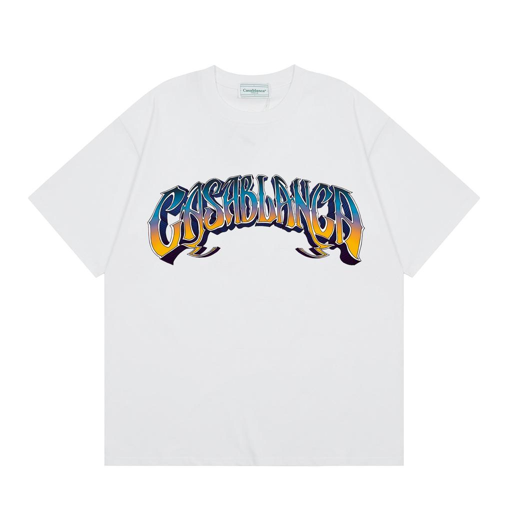 Grenzüberschreitend auf Lager exklusiv Casablanca Doppelgaze reine Baumwolle Unisex T-Shirt Hip-Hop lässig Kurzarm locker Rundhals