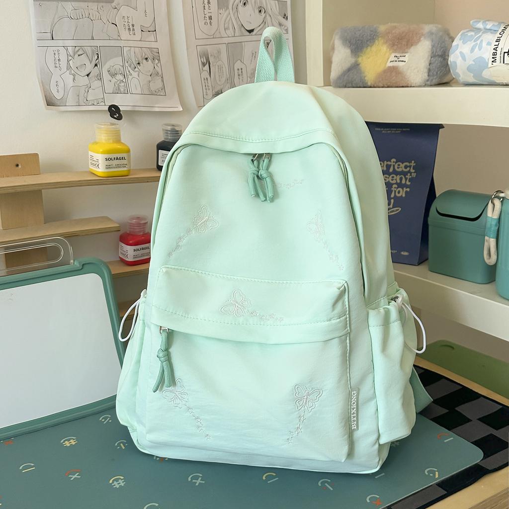 Schoolbag New Japanese Schoolbag Ins Style Niche High Value Candy Color Embroidered Backpack Junior High School Students Lightweight Backpack