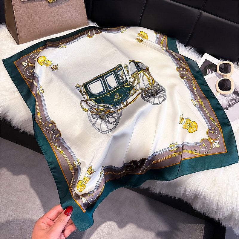 Spring Silk Scarf Fashionable Foreign Style Versatile Small Square Scarf 70Cm Decorative Scarf Sunscreen Travel Shawl Women