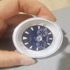 Single Watch Head Storage Case Round Organiser Box Container Featuring Transparent Top Lid for Display and Travel Use