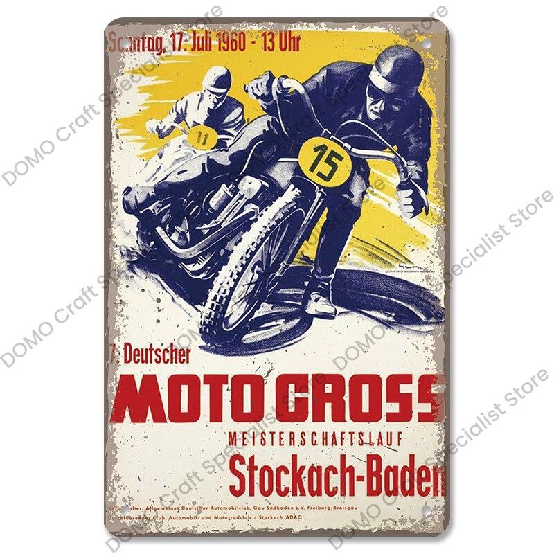 Vintage Motocross Poster Metal Tin Signs  Motorcycle Grand Prix Metal Plaque Retro Wall Decor for Garage Moto Club Man Cave