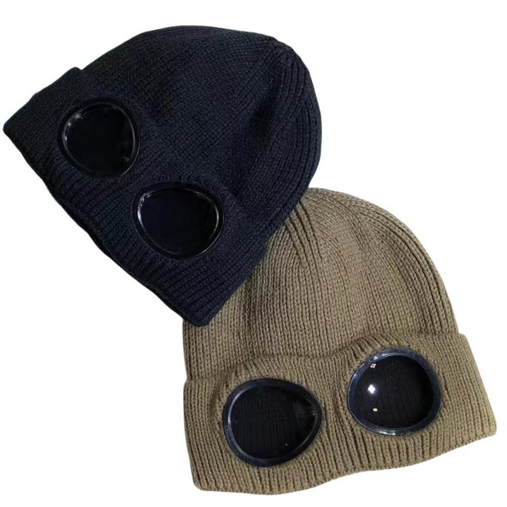Windproof Ski Beanie with Goggles Warm Knitted Woolen Hat for Men & Women Thermal Headwear for Cold Weather Winter Outdoor Gear