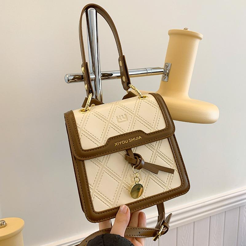 

Today s popular splicing contrasting color small square bag women s bag new simple texture crossbody fashion shoulder bag