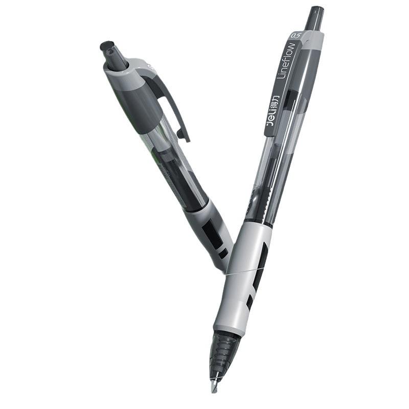 Deli S08 High-Gloss Quick-Dry Black Gel Pen, Transparent Design, Fine Tip for Students