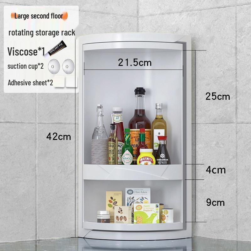 Rotating Corner Kitchen Rack for Seasonings and Condiments