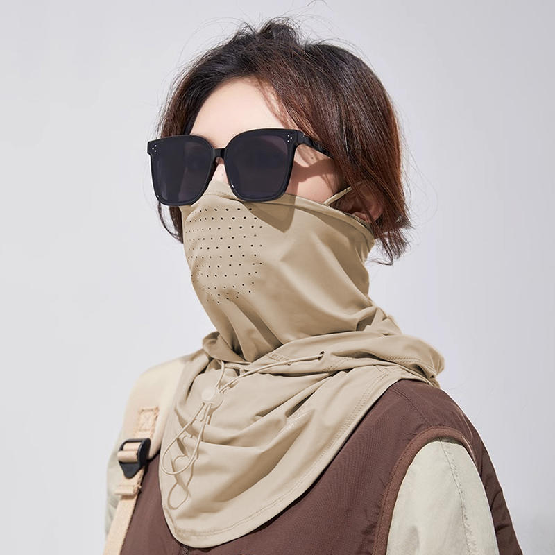 Sun Hat With Back Hole Breathable Ice Silk Sun Protection Face Guard Hat Neck Gaiter Upf 50+ For Women Outdoor Cycling Hood