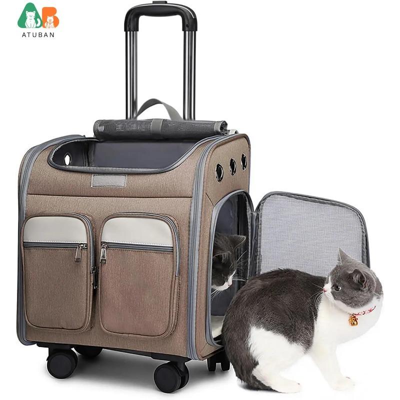 Wheeled Pet Carrier Backpack Pet Rolling Carrier Backpack for Small Dogs Medium Cats Fit up 17lbs with Removable Wheels