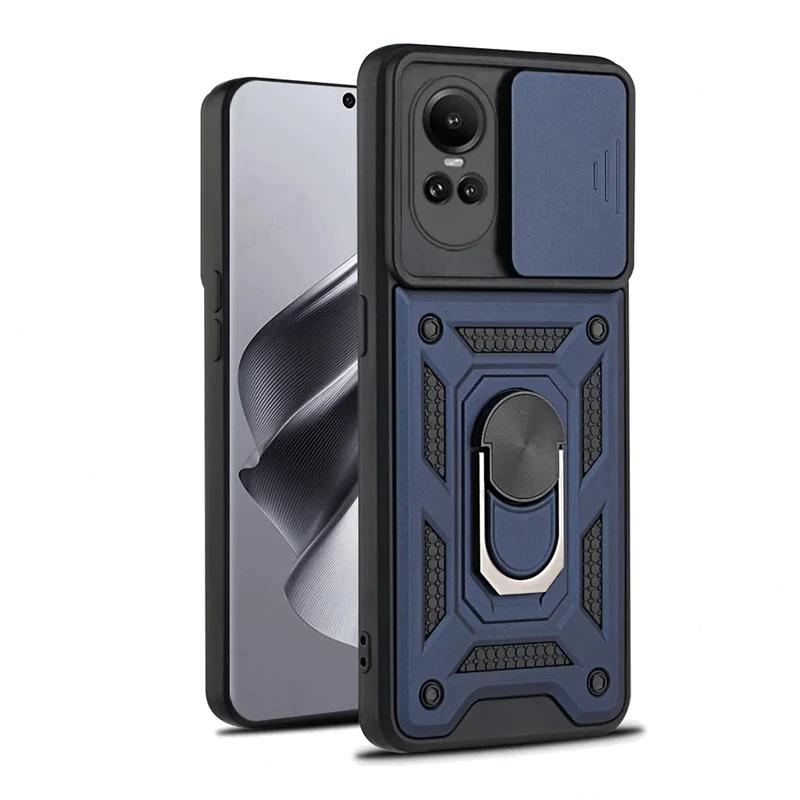 Armor Case For OPPO Reno 10 5G Reno10 Pro Reno 8T 7 6 5 Lite Cover Lens Protection With Ring Magnetic Holder Coque Fundas