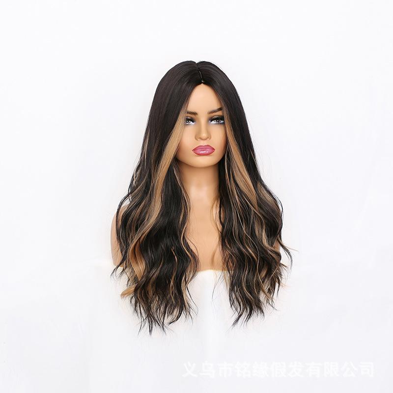 Bybrana Ladies Gradient Color Big Wave Midpoint Synthetic Hair Daily Wear