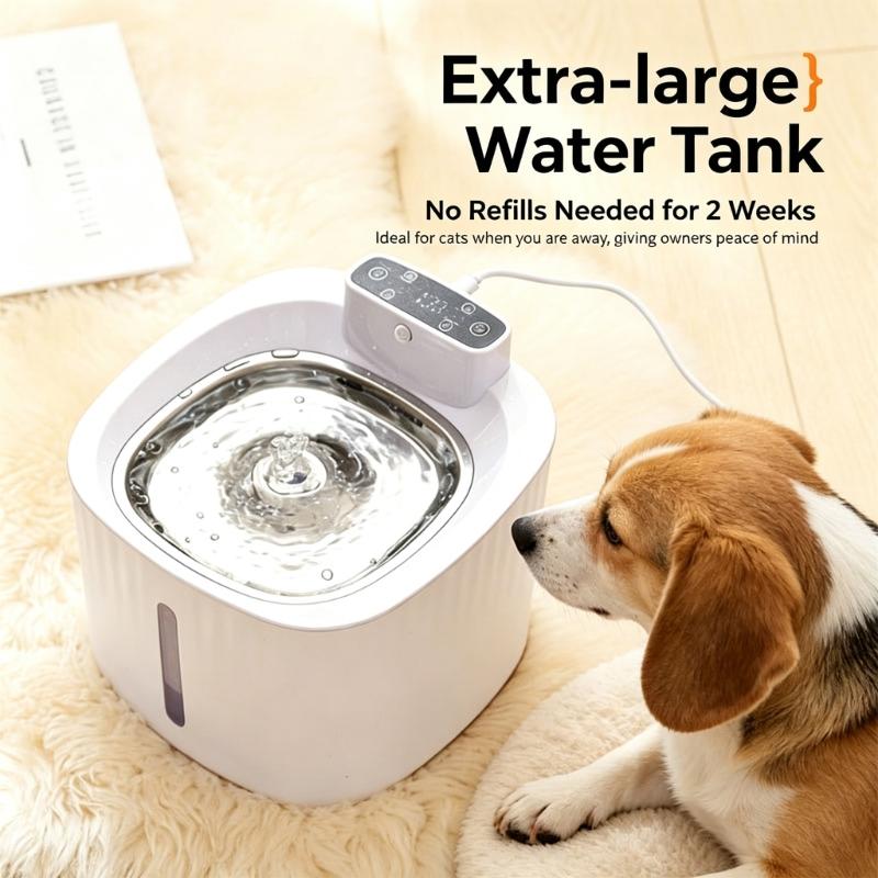 Metal Tray Pet Water Dispenser With Added Light, Rounded Form, Household Drink Station, Stainless Steel Cats Drinking Fountain for Daily Use and Water