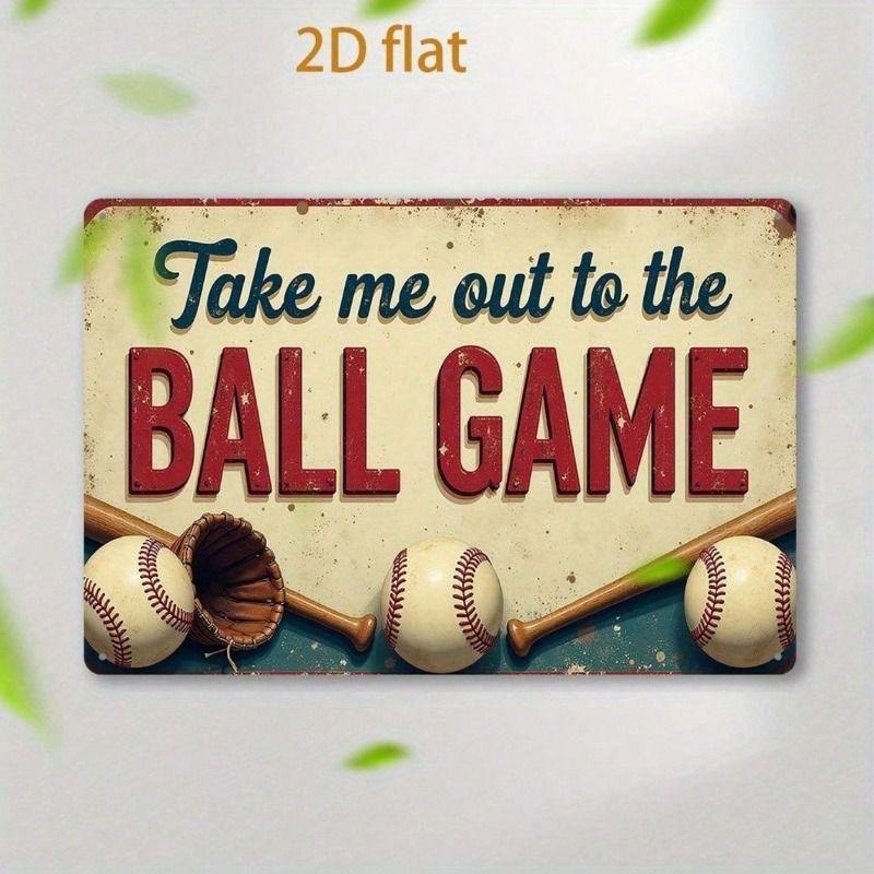 Metal Wall Art Vintage Baseball Sign Take Me Out To The Ball Game Pub Bar Decor