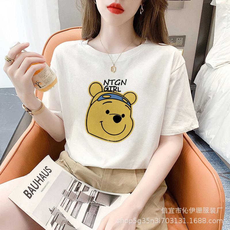 Cotton White Short Sleeve T-shirt Women's Summer Fashion Brand Loose T-shirt Top