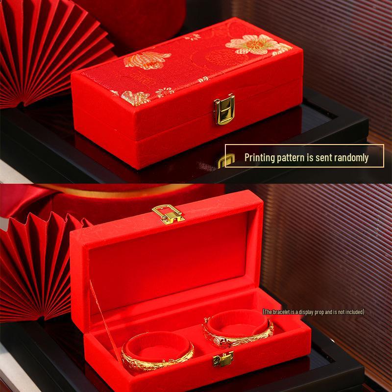 Chinese Dragon & Phoenix Retro Gold Bangle for Bride Xiuhe Dress