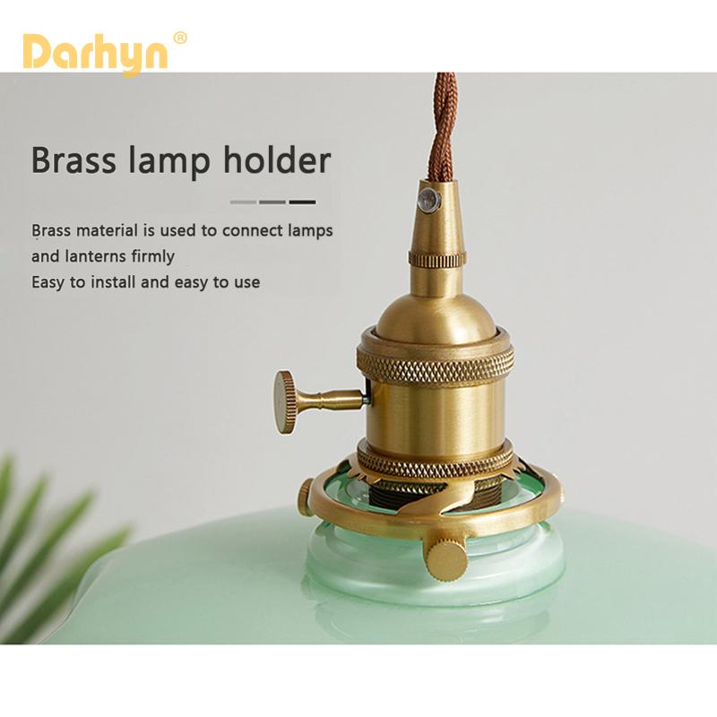 French Glass Pendant Light Retro Lustre For Dining Room Homestay Restaurant Balcony Bedside Aisle Bay Window brass ceiling lamp