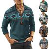 Herren-Revers-Langarmhemd, 3D-gedrucktes Freizeitoberteil, lockeres Sport-Revershemd