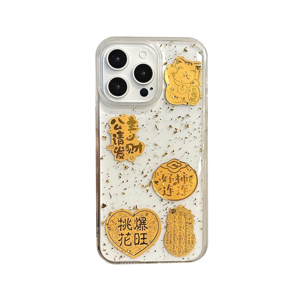Applicable To Apple 11PRO Transparent Epoxy Gold Foil Text Mobile Phone Case Iphone11/11 Acrylic Protective Case 11