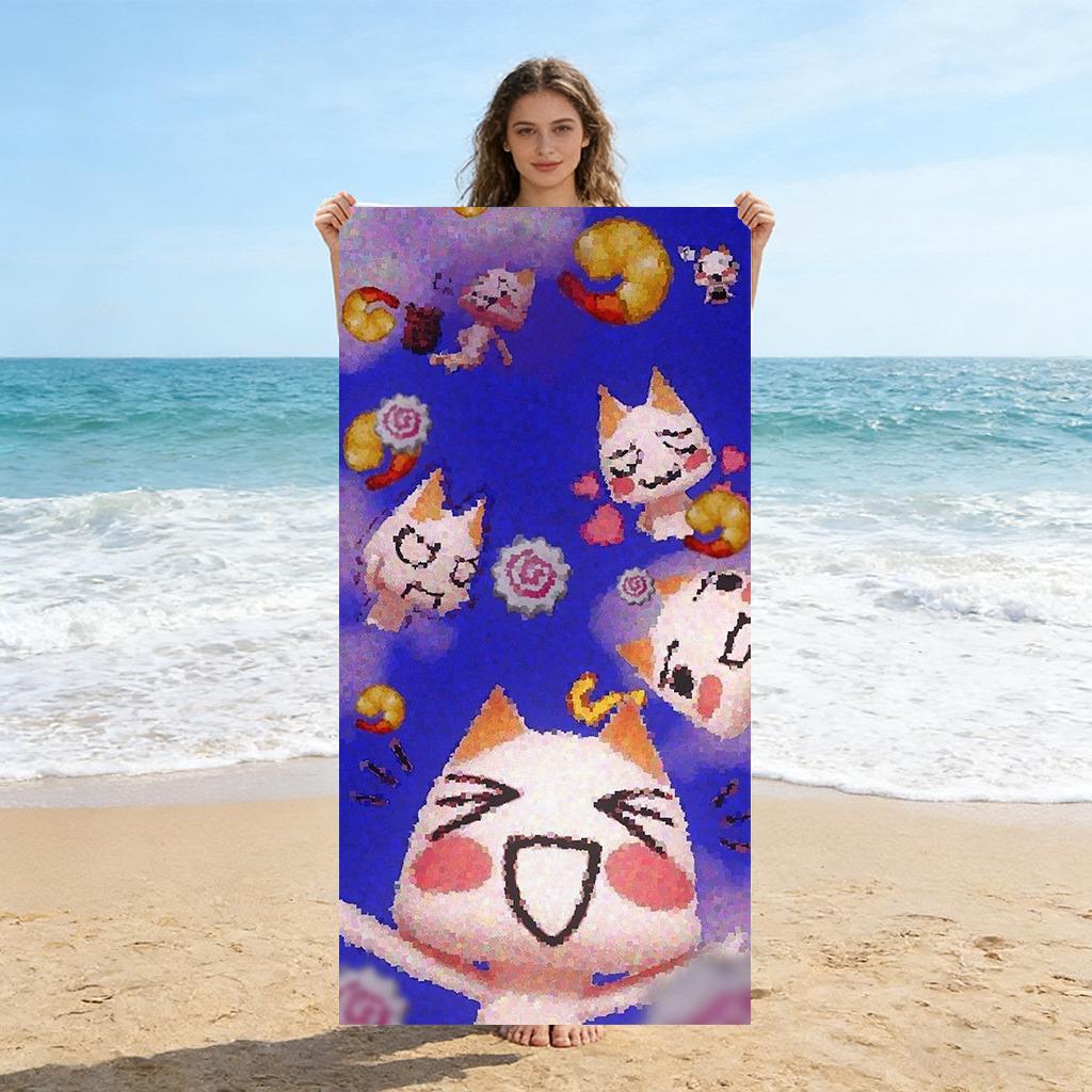 

1pc Cartoon Anime Cats Beach Towel Large Quick-drying Towel Suitable for Beach Yoga Pool Gym Sport Towel Summer Gift for Friends W40*H60(CM)