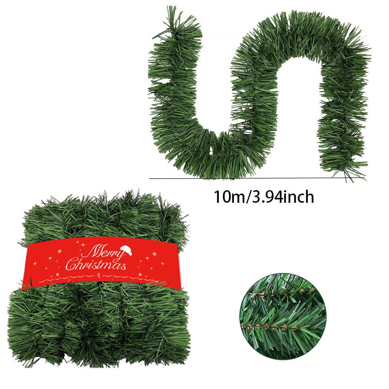 1set Christmas Garland 10m Premium Festive Green Tinsel Ribbon Indoor and Outdoor New Year Holiday Celebration Home Decor