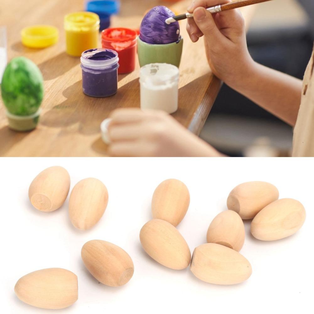 10pcs Lightweight Faux Eggs Not Easily Broken Wooden Craft Eggs Family Decoration