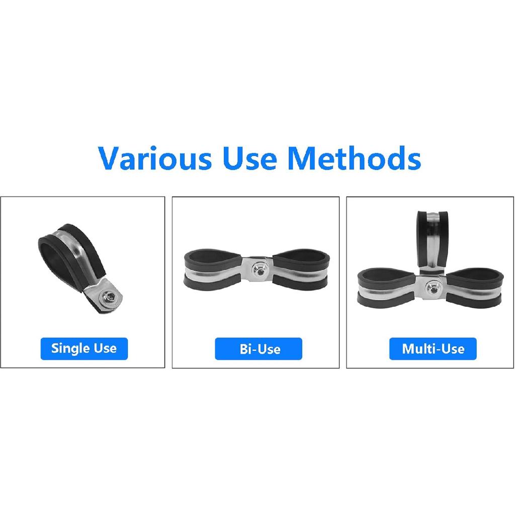 Rubber Cushioned U Clamps, U-Shaped Pipe Tube Wire Clamps, 15PCS (M38|1-1/2", Silver)