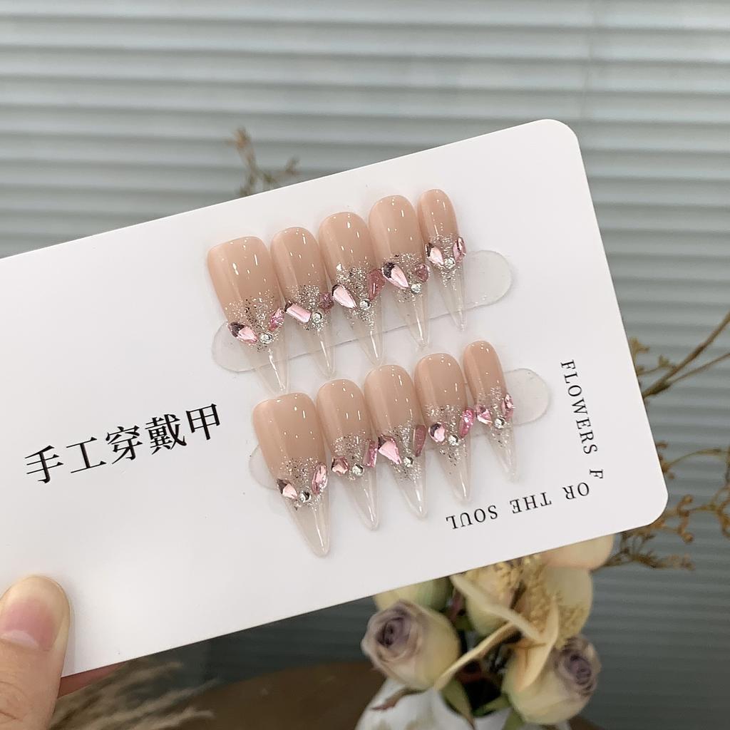 Ice-transparent Gradient Silver Crumb Thin Flash Peach Crumb Diamond High-end Powder Mist Holiday Patch Wear