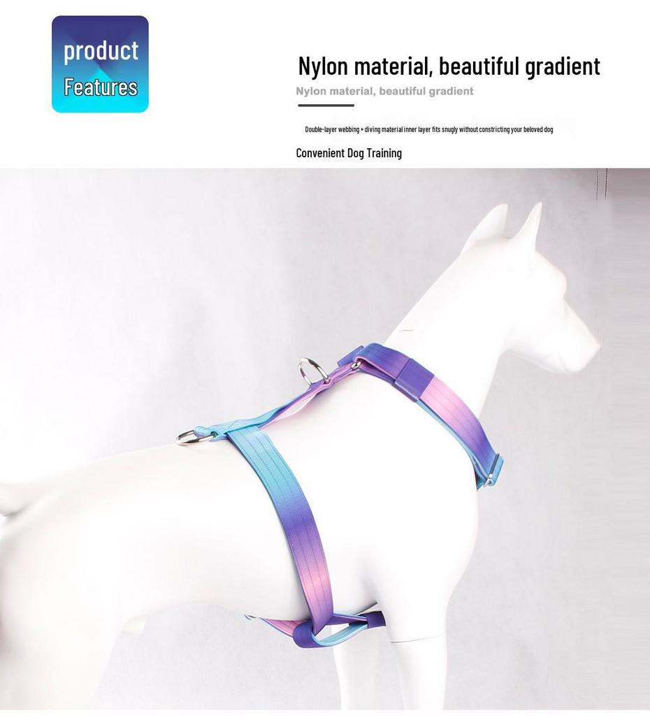 Adjustable Gradient Nylon Dog Harness for Medium To Large Dogs