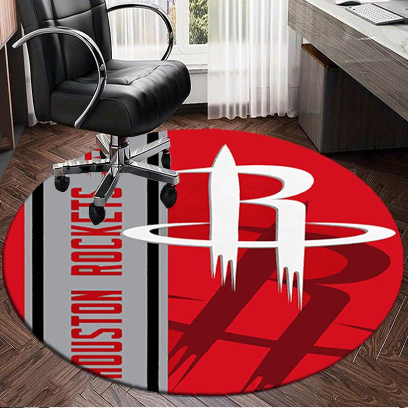 Basketball Pride Rockets Round Rug for Livingroom,Bedroom, Palyroom, Chair Rug, Area Rug, Circle Carpet, Large Size Fan Christmas Gift