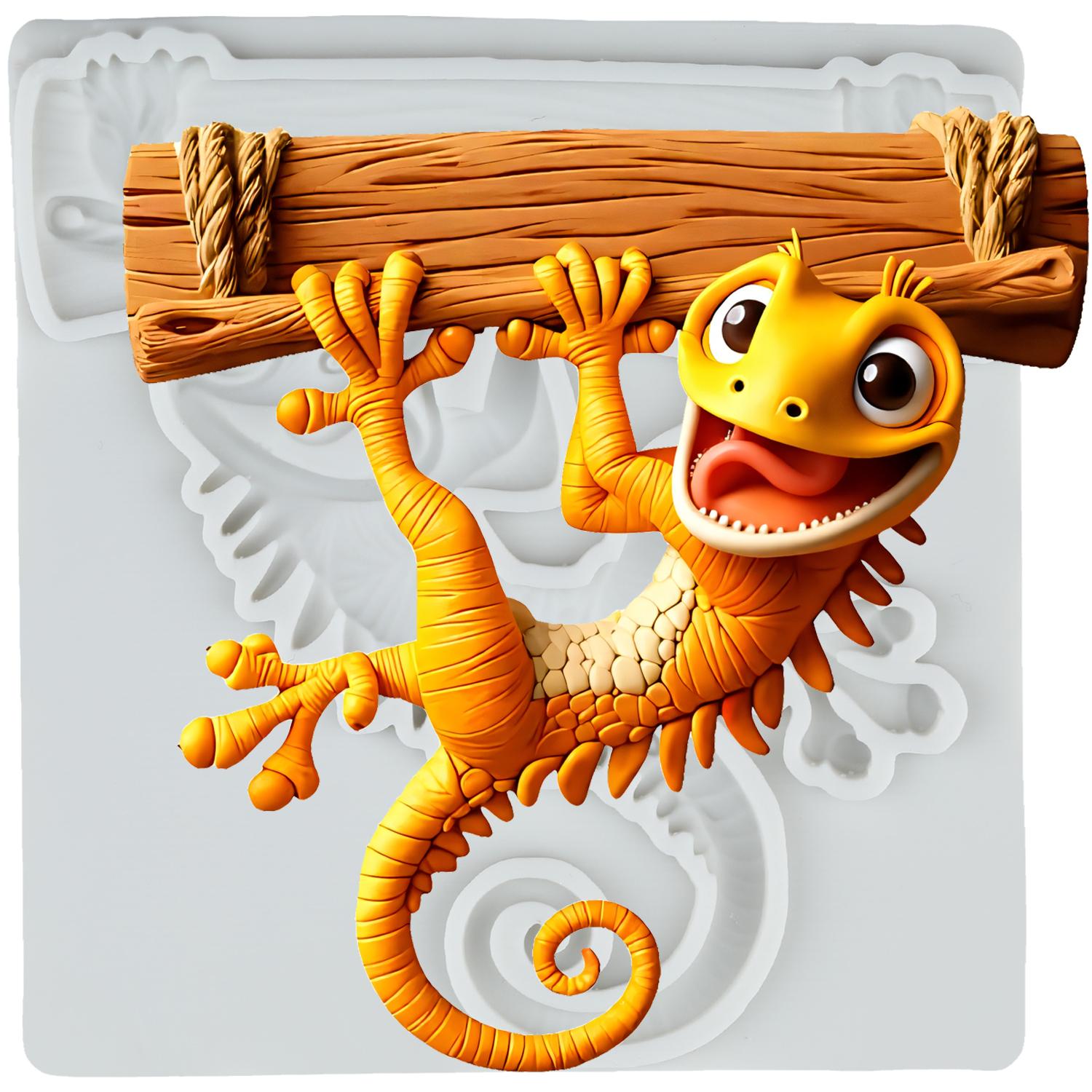 

Форма силиконовая Ящерица Геккон Формы для мастики Ящерица Инструменты для украшения торта Топпер для кекса Конфеты Сахарная мастика Полимерная глина серый