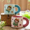 Retro Style Girl Pastoral Style Ceramic Mug Best Friend Drinking Water Breakfast Cup Creative Girl Activity Souvenir