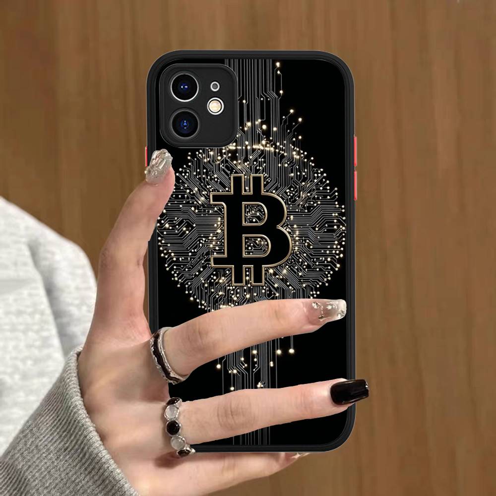 Luxury B-Bitcoin Phone Case For IPhone 13 12 X XS MAX Pro Max 16 15 11 14 Pro Max Shockproof Matte Cover