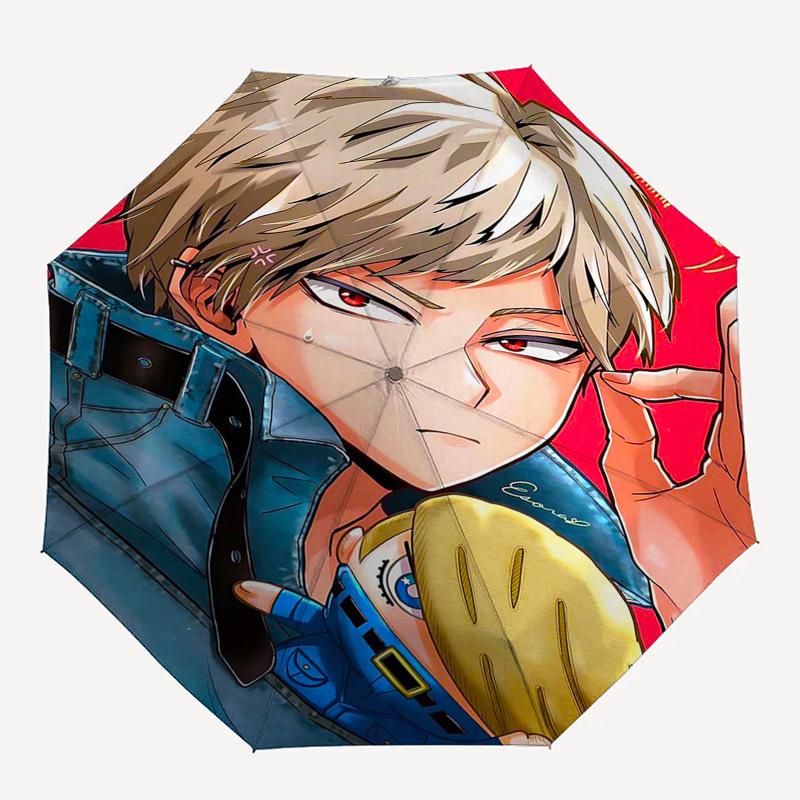 1pz Ombrello da Esterno con Design di Personaggio Anime - Apertura/Chiusura Automatica, Design Portatile a 3 Pieghe, Telaio in Ferro a 8 Stecche - Regalo Perfetto per i Fan, T