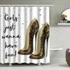 Luxurious Golden High Heel Design Waterproof Shower Curtain For Bathroom Decoration Girls Just Wanna Have Fun